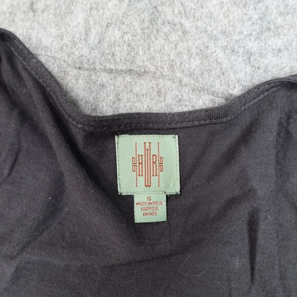 Anthropologie Top Womens Small Tank HRW Monogram Embroidered Scoop Neck Black - Picture 2 of 9